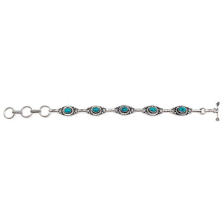 Tanvi Silver Link Bracelet - Turquoise Ovals