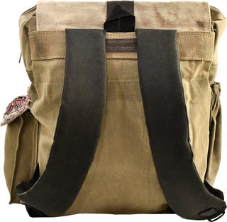 Recycled Military Tent Backpack with Vintage Fabric Trim