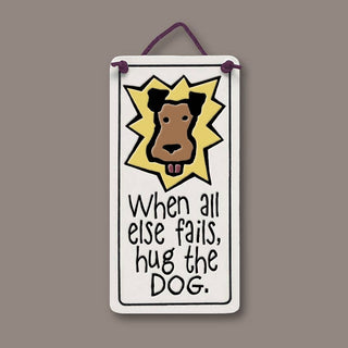 "Hug the Dog" / Ceramic Wall Hanging