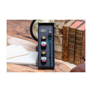 Glass Fountain Pen & Ink Set / Herbin