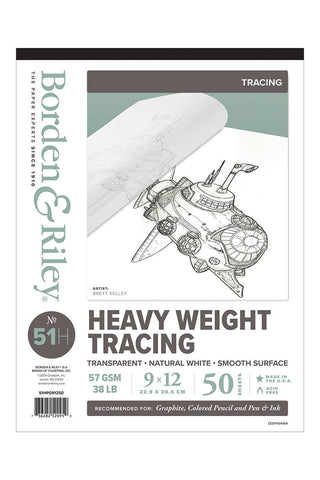 9x12" / 51 Heavy Weight Tracing Paper Pad / Borden & Riley
