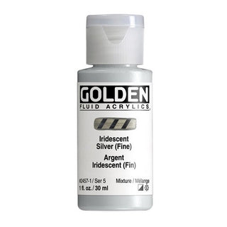 Iridescent Silver (Fine) / 1oz / Fluid Acrylics / Golden Paints