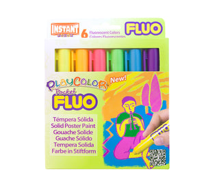 Set of 6 / Fluorescent Colors Solid Poster Paint Set / PlayColor