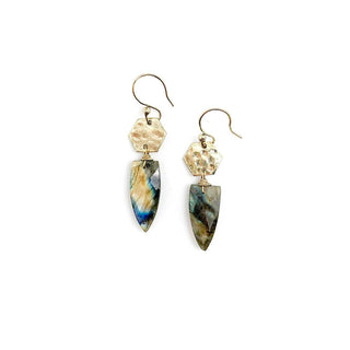 Akriti Gold and Large Faceted Labradorite Earrings