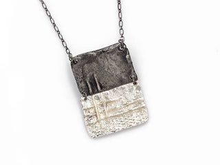 Pewter Necklace - Abstract Rectangle