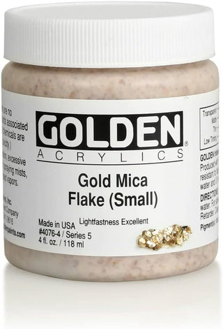 Iridescent Gold Mica Flake (Small) 4oz Jar / Heavy Body Acrylics / Golden Paints