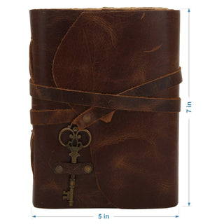 Brown / 5x7" / Leather Bound Handmade Paper Calendar Journal