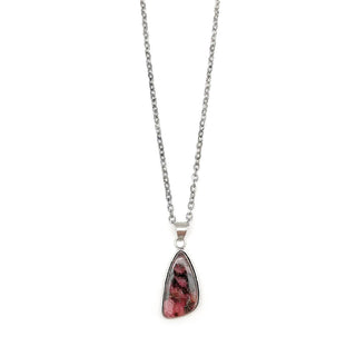 Kashi Semiprecious Large Stone Necklace - Rhodonite