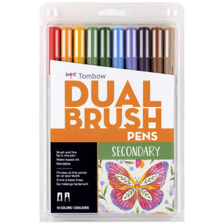 Set of 10 / Secondary Colors Dual Brush Pens / Tombow