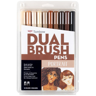 Set of 10 / "Portrait" Dual Brush Pens / Tombow