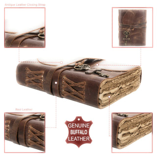 Brown / 5x7" / Leather Bound Handmade Paper Calendar Journal