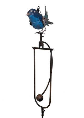 Steampunk Bird in Flight Rocker / Metal Sculpture Ornament with Garden Stake