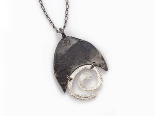 Pewter Necklace - Abstract with Spiral