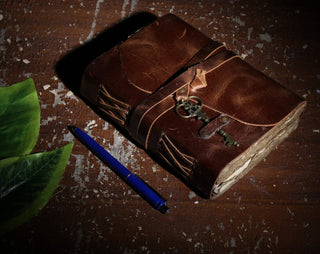 Brown / 5x7" / Leather Bound Handmade Paper Calendar Journal