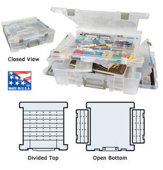 Artbin Super Satchel Deluxe/Divided Base Plastic Storage Case, Clear