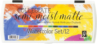 12 Color Semi-Moist Matte Watercolor Set / Collegiate