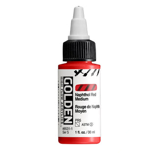 Naphthol Red Medium / 1oz / High Flow Acrylics / Golden Paints