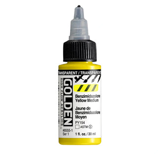 Transparent Benzim Yellow Medium / 1oz /High Flow Acrylics / Golden Paints