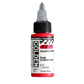 Transparent Quinacridone Red / 1oz / High Flow Acrylics / Golden Paints