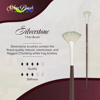 Fan / Long Handle Hog Bristle Oil Brushes / Silverstone
