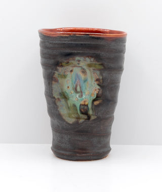 Orange Interior Handmade Ceramic Mug with Thumb Dent / Pottery by Jessie