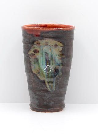 Orange Interior Handmade Ceramic Mug with Thumb Dent / Pottery by Jessie