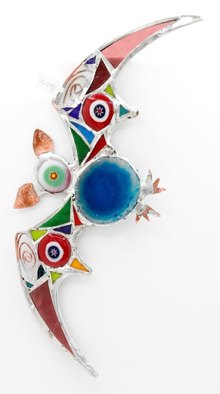 11" / Stained Glass & Agate & Copper Bat Suncatcher