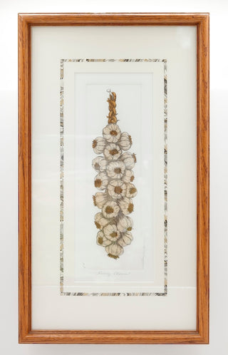 "Fancy Cloves" / Framed Handcolored Etching / Martha Hinson