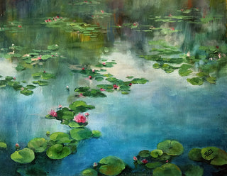 Lily Pond Reflections / Oil Painting / Sue Dion