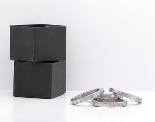 Set of 4 / Inscribed Pewter Napkin Rings / Vilmain & Klinger