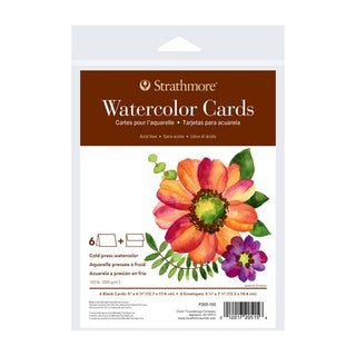 5x7” / 6pk / Cold Press Watercolor Cards w/ Envelopes / Strathmore