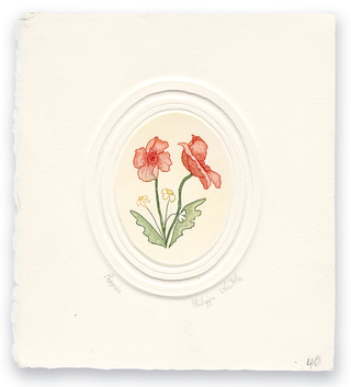 "Poppies" / Handcolored Embossed Etching / Philippa Whittle