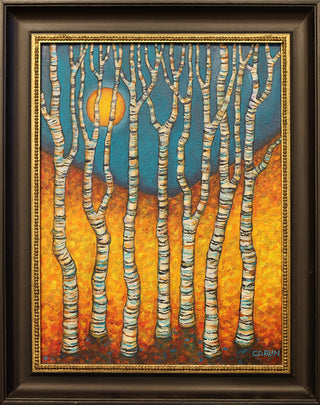 Birch Forest at night by Sue Carlin