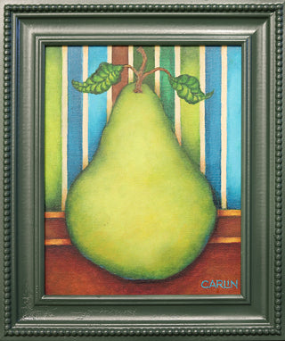 Green Pear with Stripes by Sue Carlin