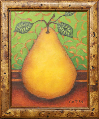 Green Pear on Light Green by Sue Carlin