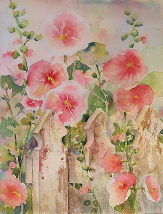 Pink Flowers over Fence 2 by Sue Dion