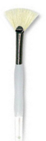 Size 6 / Fan / Short Handle Stiff Hog Bristle Brushes / Soft-Grip