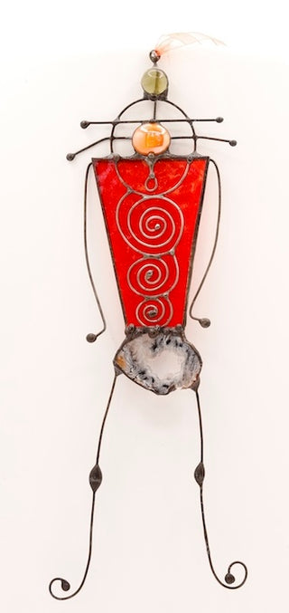 Red Spirit Guide / Glass & Agate & Wire Suncatcher