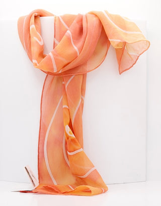 Orange Hand Painted Silk Scarf / Terry Kessel Myers