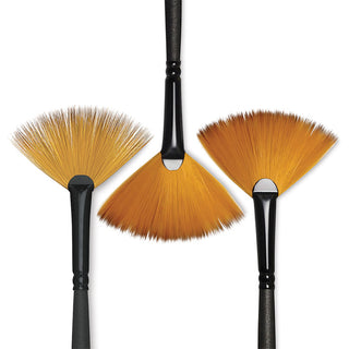 Various Sizes / Fan / Long Handle Synthetic Sable Brushes / Majestic