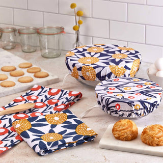 Set of 3 / Field of Flowers Reusable Cotton Dish Covers