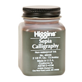 2.5oz / Sepia Non-Waterproof Calligraphy Ink / Higgins