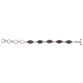 Tanvi Silver Link Bracelet - Amethyst Ovals