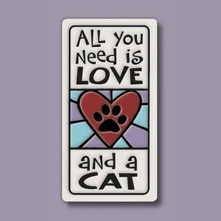 Love and A Cat / Ceramic Novelty Magnet