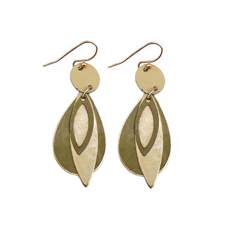 Brass Patina Earrings - Green and Brass Cutout Layers