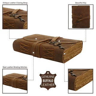 Brown / 6x8" / Leather Bound Handmade Paper Journal