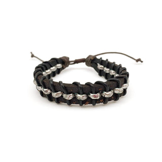 Aadi Metal and Cord Wrapped Leather Pull Tie Bracelet