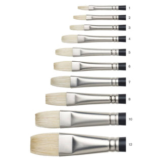 Various Sizes / Flat / Long Handle Hog Bristle Artists Oil Brushes / Winsor & Newton