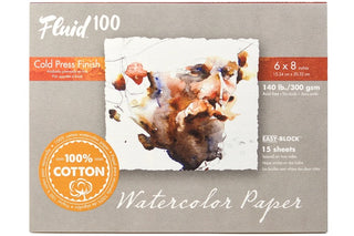 6x12" / 140lb / Cold Press Watercolor Paper Block / Fluid 100