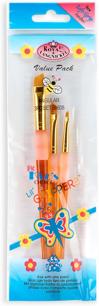 Set of 3 / Angular Synthetic Kids Choice Brush Set / Royal Brush